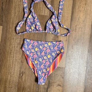 Skatie Floral Bikini in Purple and Orange